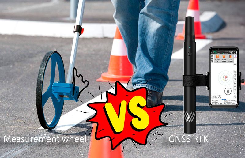 Measuring wheel against GNSS RTK for road works