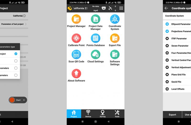 Setting the coordinate system in the SurvX app. Step-by-step guide to action.